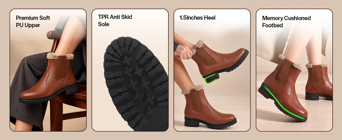 Women High Ankle Slip On Combat Boot Socks Collar Broad Feet Chelsea Trekking Hiking Furr Boots