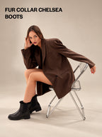Women High Ankle Slip On Combat Boot Socks Collar Broad Feet Chelsea Trekking Hiking Furr Boots
