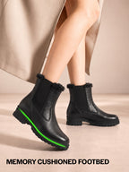 Women High Ankle Slip On Combat Boot Socks Collar Broad Feet Chelsea Trekking Hiking Furr Boots