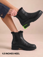Women High Ankle Slip On Combat Boot Socks Collar Broad Feet Chelsea Trekking Hiking Furr Boots