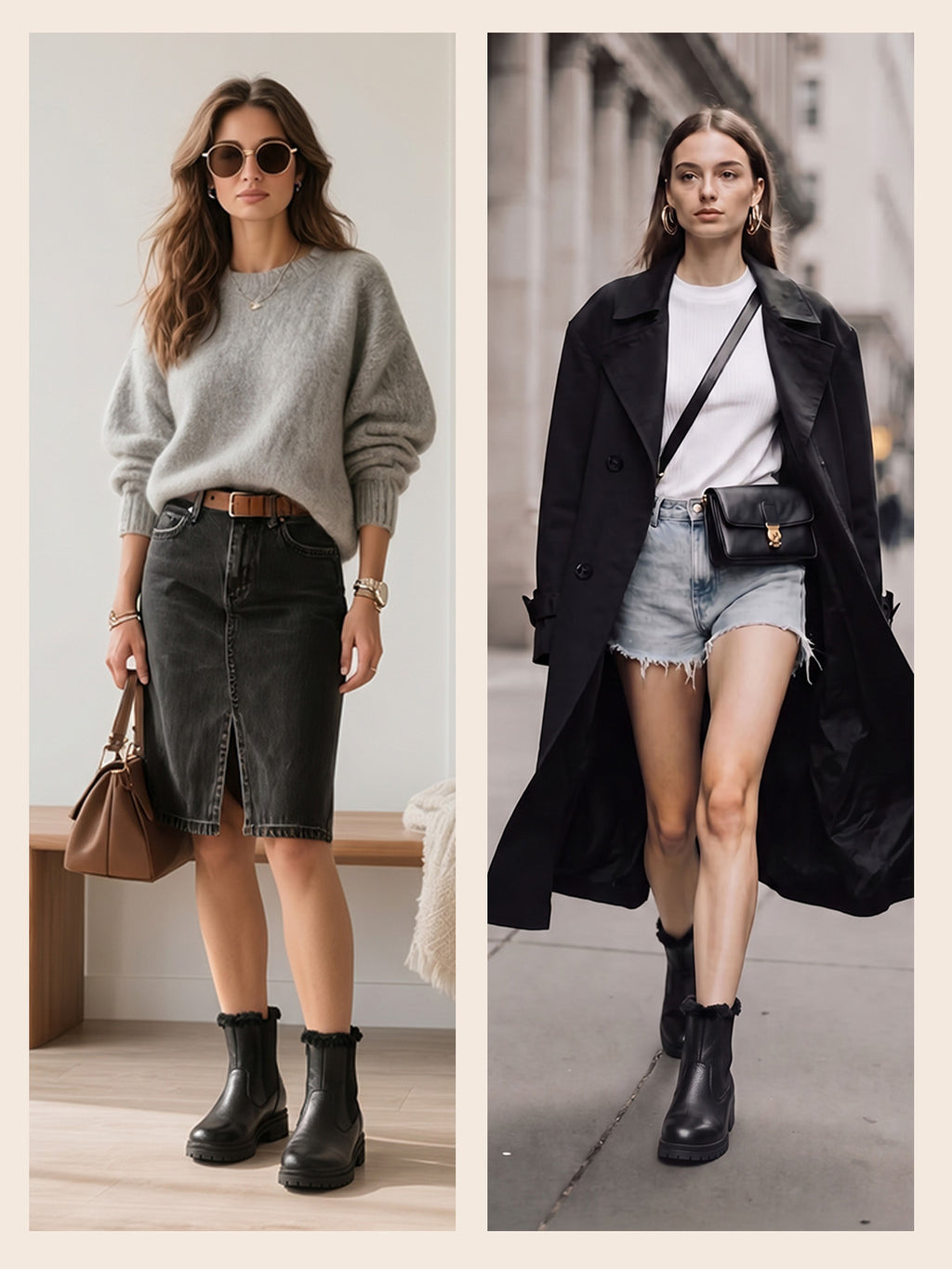 Women High Ankle Slip On Combat Boot Socks Collar Broad Feet Chelsea Trekking Hiking Furr Boots