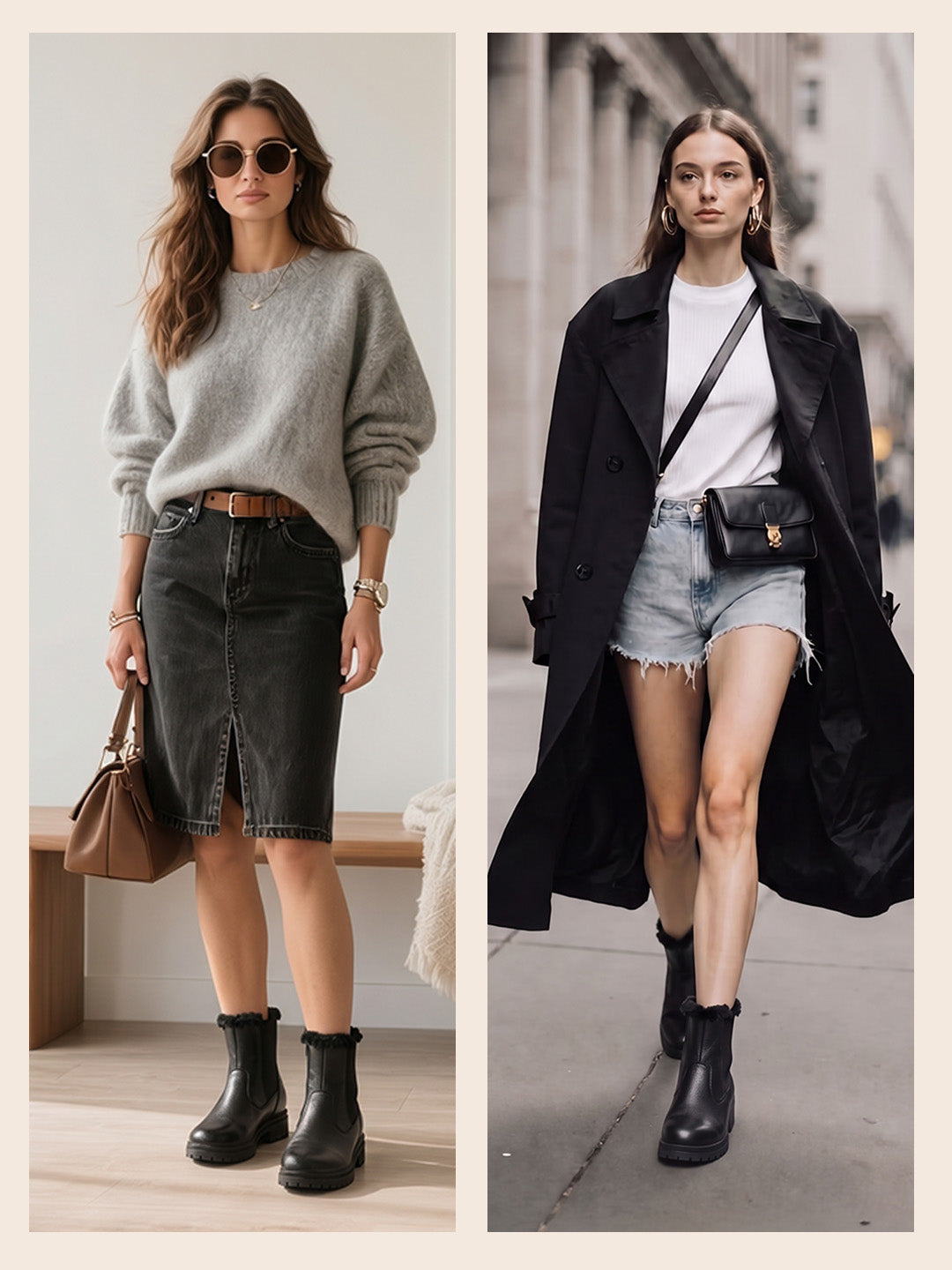 Women High Ankle Slip On Combat Boot Socks Collar Broad Feet Chelsea Trekking Hiking Furr Boots