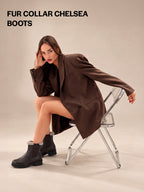 Women High Ankle Slip On Combat Boot Socks Collar Broad Feet Chelsea Trekking Hiking Furr Boots