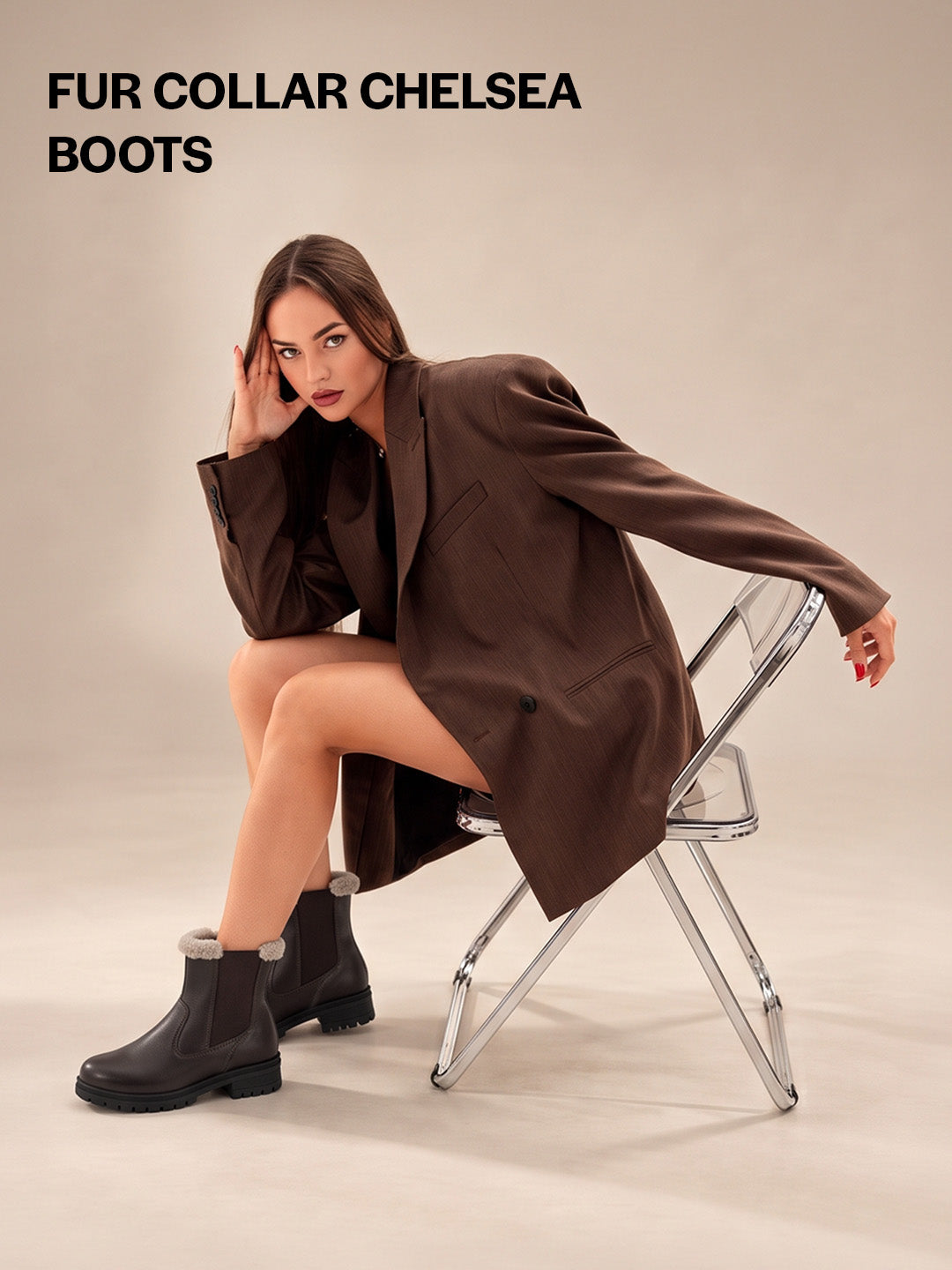 Women High Ankle Slip On Combat Boot Socks Collar Broad Feet Chelsea Trekking Hiking Furr Boots