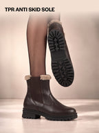 Women High Ankle Slip On Combat Boot Socks Collar Broad Feet Chelsea Trekking Hiking Furr Boots