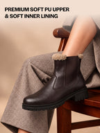 Women High Ankle Slip On Combat Boot Socks Collar Broad Feet Chelsea Trekking Hiking Furr Boots
