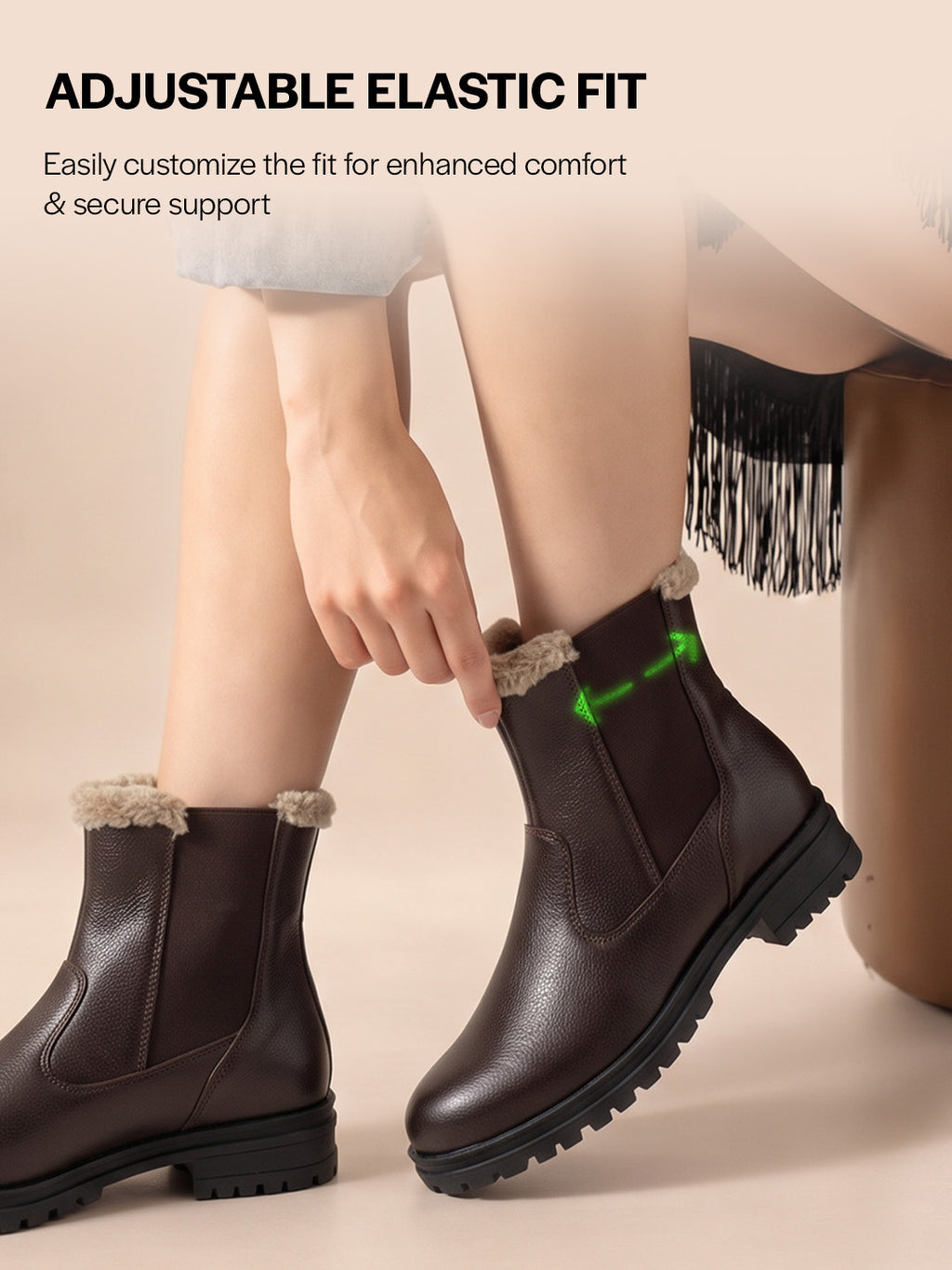 Women High Ankle Slip On Combat Boot Socks Collar Broad Feet Chelsea Trekking Hiking Furr Boots
