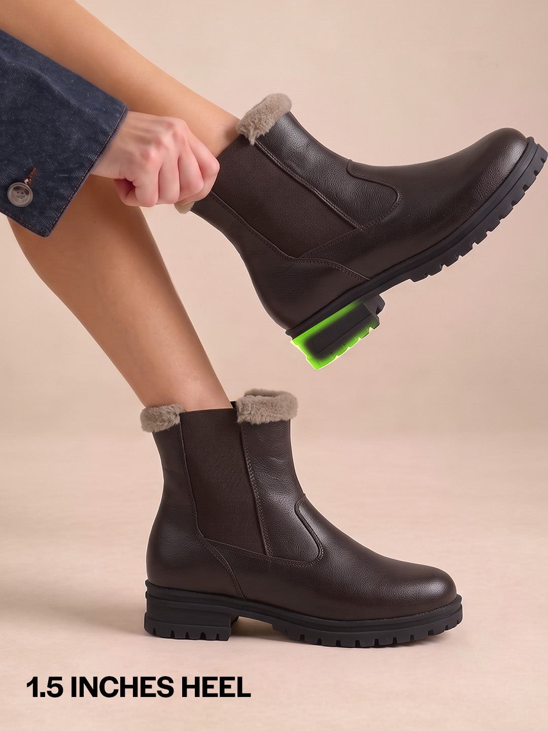 Women High Ankle Slip On Combat Boot Socks Collar Broad Feet Chelsea Trekking Hiking Furr Boots