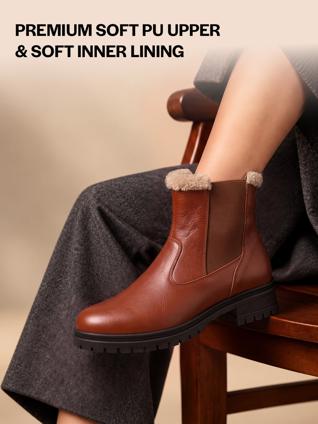 Women High Ankle Slip On Combat Boot Socks Collar Broad Feet Chelsea Trekking Hiking Furr Boots