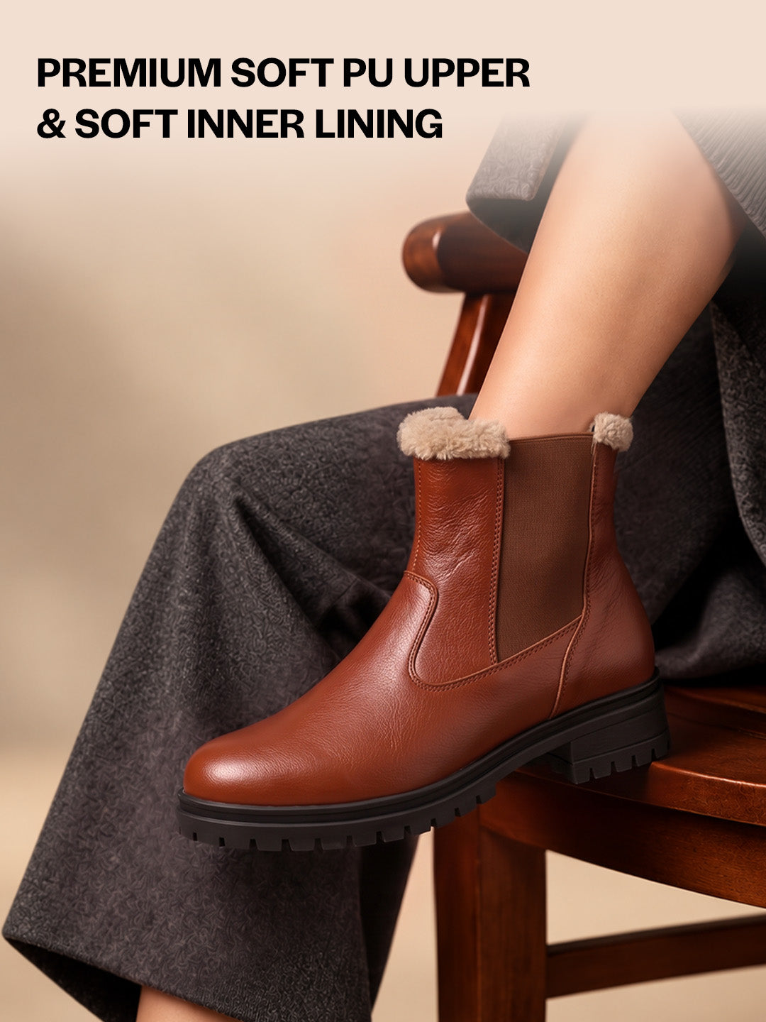 Women High Ankle Slip On Combat Boot Socks Collar Broad Feet Chelsea Trekking Hiking Furr Boots