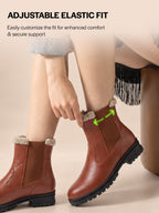 Women High Ankle Slip On Combat Boot Socks Collar Broad Feet Chelsea Trekking Hiking Furr Boots