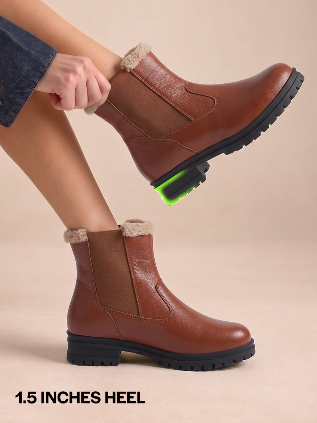 Women High Ankle Slip On Combat Boot Socks Collar Broad Feet Chelsea Trekking Hiking Furr Boots