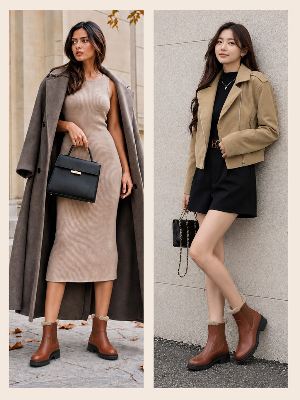 Women High Ankle Slip On Combat Boot Socks Collar Broad Feet Chelsea Trekking Hiking Furr Boots