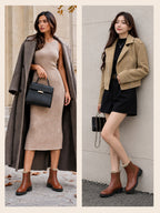Women High Ankle Slip On Combat Boot Socks Collar Broad Feet Chelsea Trekking Hiking Furr Boots