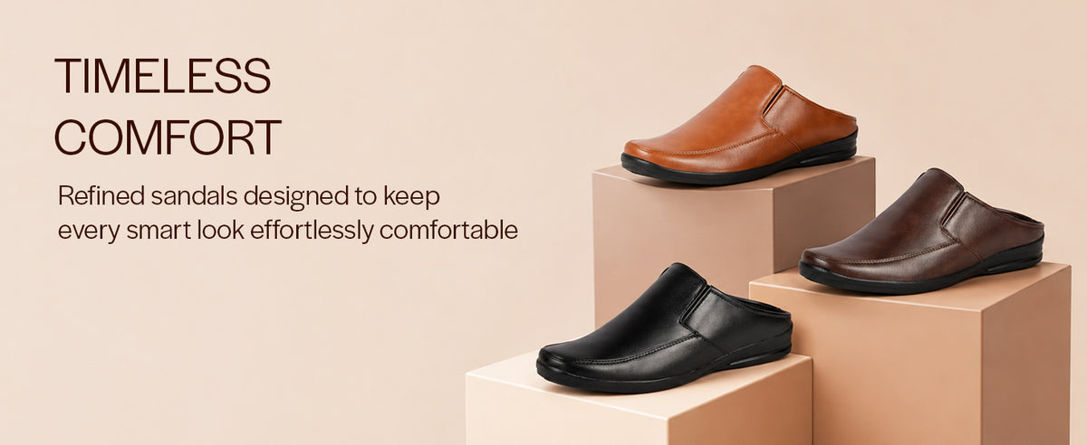 Men Black Formal Back Open Memory Cushioned Insole Slip On Shoes|Office, Meetings, Event Slip Ons with Comfort All Day Long|Semi Formal Outfit Shoe, Anti Skid Rubber Sole