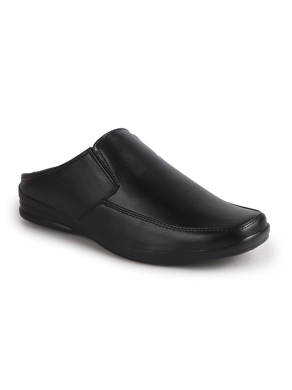 Men Black Formal Back Open Memory Cushioned Insole Slip On Shoes|Office, Meetings, Event Slip Ons with Comfort All Day Long|Semi Formal Outfit Shoe, Anti Skid Rubber Sole