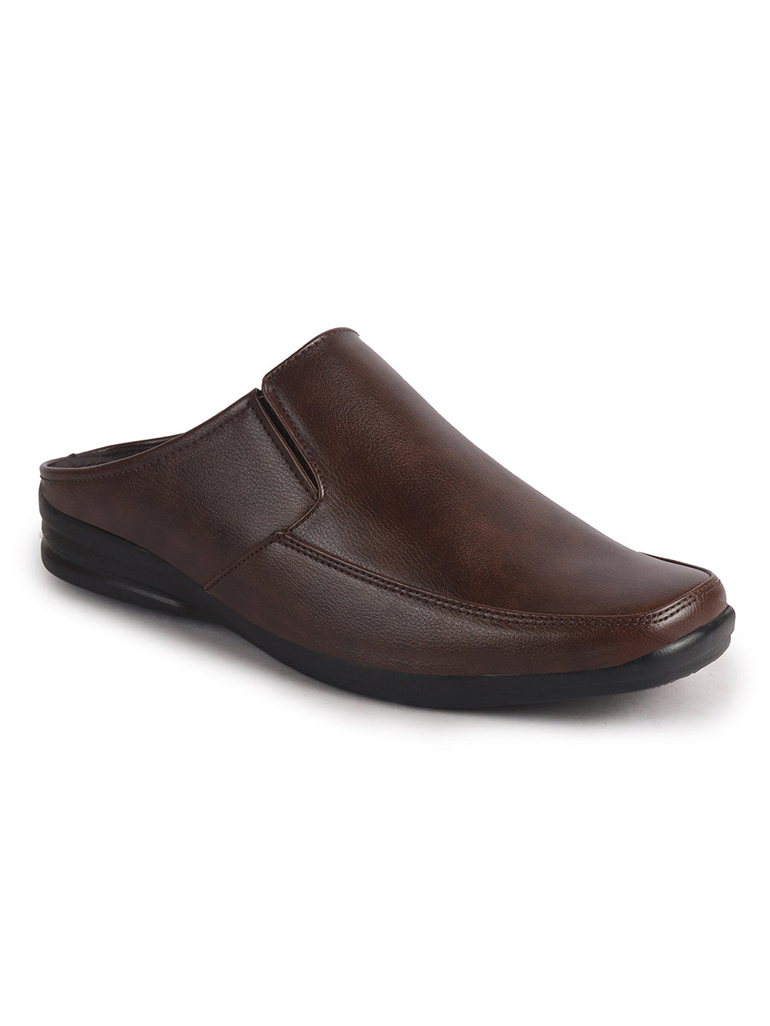 Men Brown Formal Back Open Memory Cushioned Insole Slip On Shoes|Office, Meetings, Event Slip Ons with Comfort All Day Long|Semi Formal Outfit Shoe, Anti Skid Rubber Sole