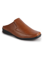 Men Tan Formal Back Open Memory Cushioned Insole Slip On Shoes|Office, Meetings, Event Slip Ons with Comfort All Day Long|Semi Formal Outfit Shoe, Anti Skid Rubber Sole