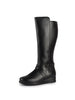 Women Black Knee Length Criss Cross Adjustable Strap Pointed Toe Flared Heel Side Zipper Closure Winter Boots