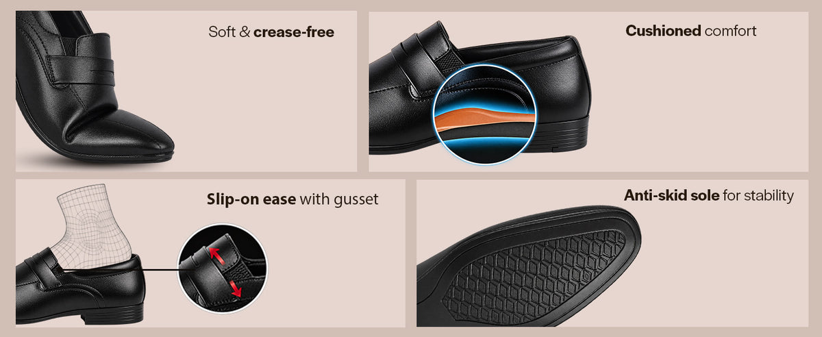 Men Brown Formal Office Wear Slip On Shoe with Cushioned Insole|Pointed Toe Classic Loafer for Wedding, Party, Business Meetings with Comfort