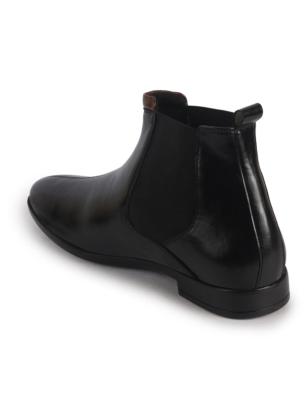 Men Black High Ankle Shock Absorption Slip On Chelsea Boot with Elastic Side Panel|Formal, Winter Boots Soft Cushioned Insole|Anti Skid TPR Welted Sole