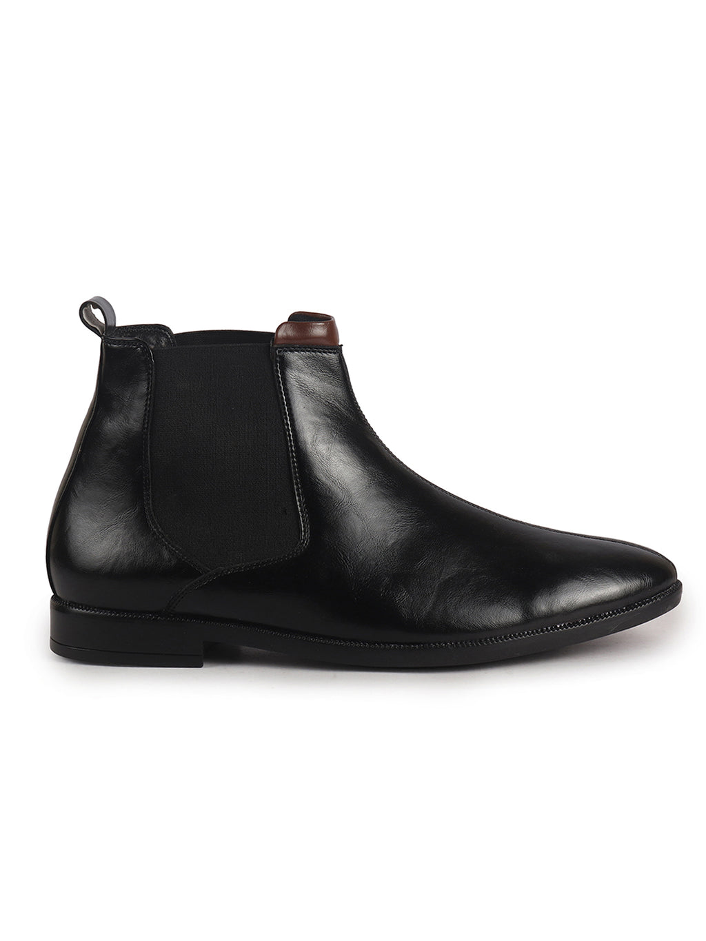 Men Black High Ankle Shock Absorption Slip On Chelsea Boot with Elastic Side Panel|Formal, Winter Boots Soft Cushioned Insole|Anti Skid TPR Welted Sole