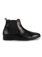 Men Black High Ankle Shock Absorption Slip On Chelsea Boot with Elastic Side Panel|Formal, Winter Boots Soft Cushioned Insole|Anti Skid TPR Welted Sole