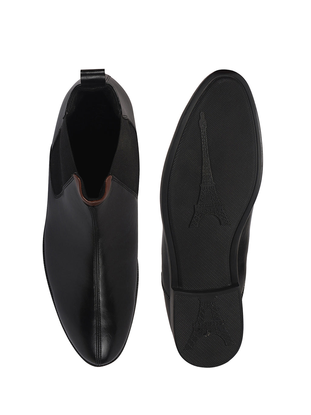 Men Black High Ankle Shock Absorption Slip On Chelsea Boot with Elastic Side Panel|Formal, Winter Boots Soft Cushioned Insole|Anti Skid TPR Welted Sole