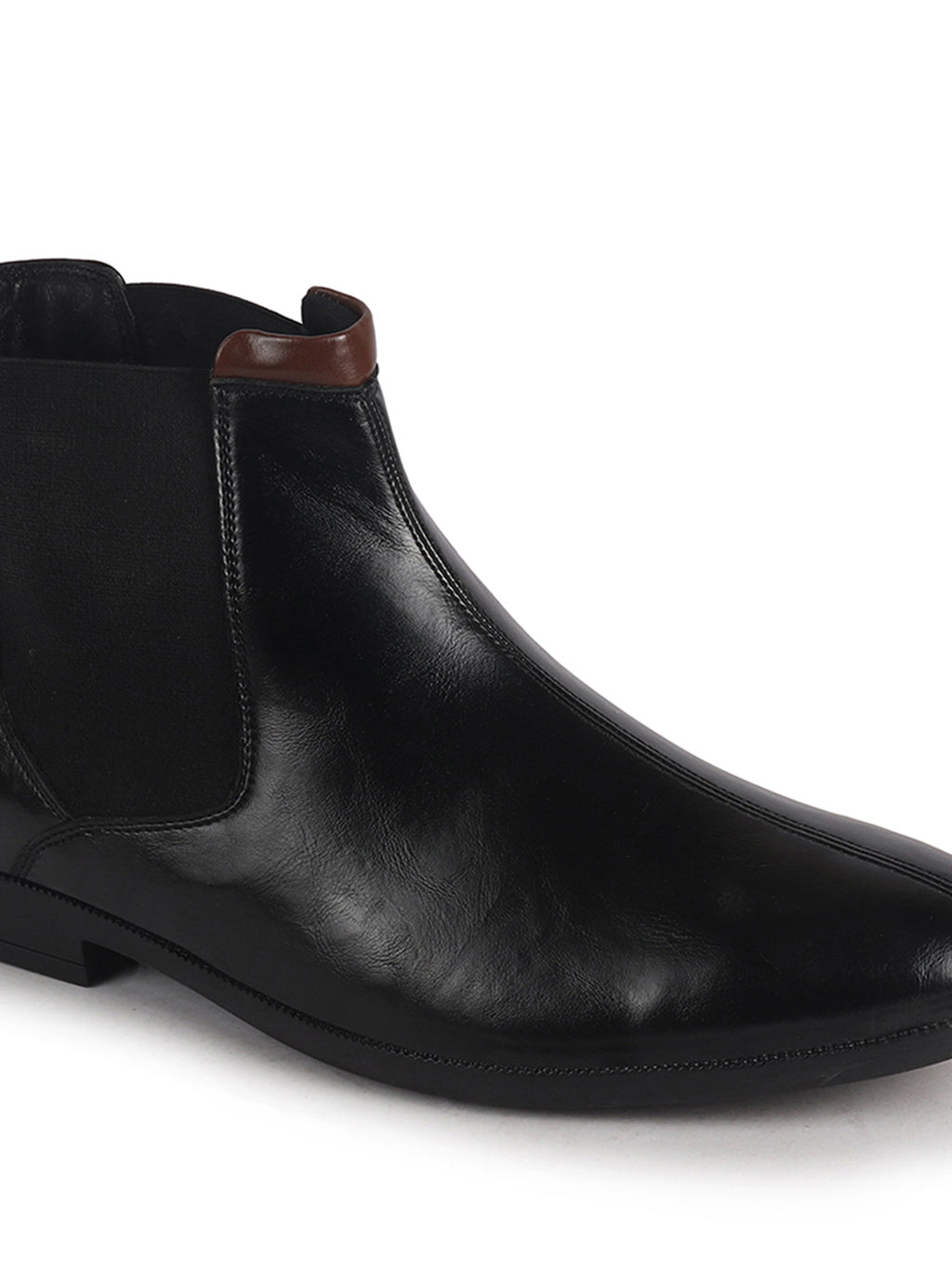 Men Black High Ankle Shock Absorption Slip On Chelsea Boot with Elastic Side Panel|Formal, Winter Boots Soft Cushioned Insole|Anti Skid TPR Welted Sole