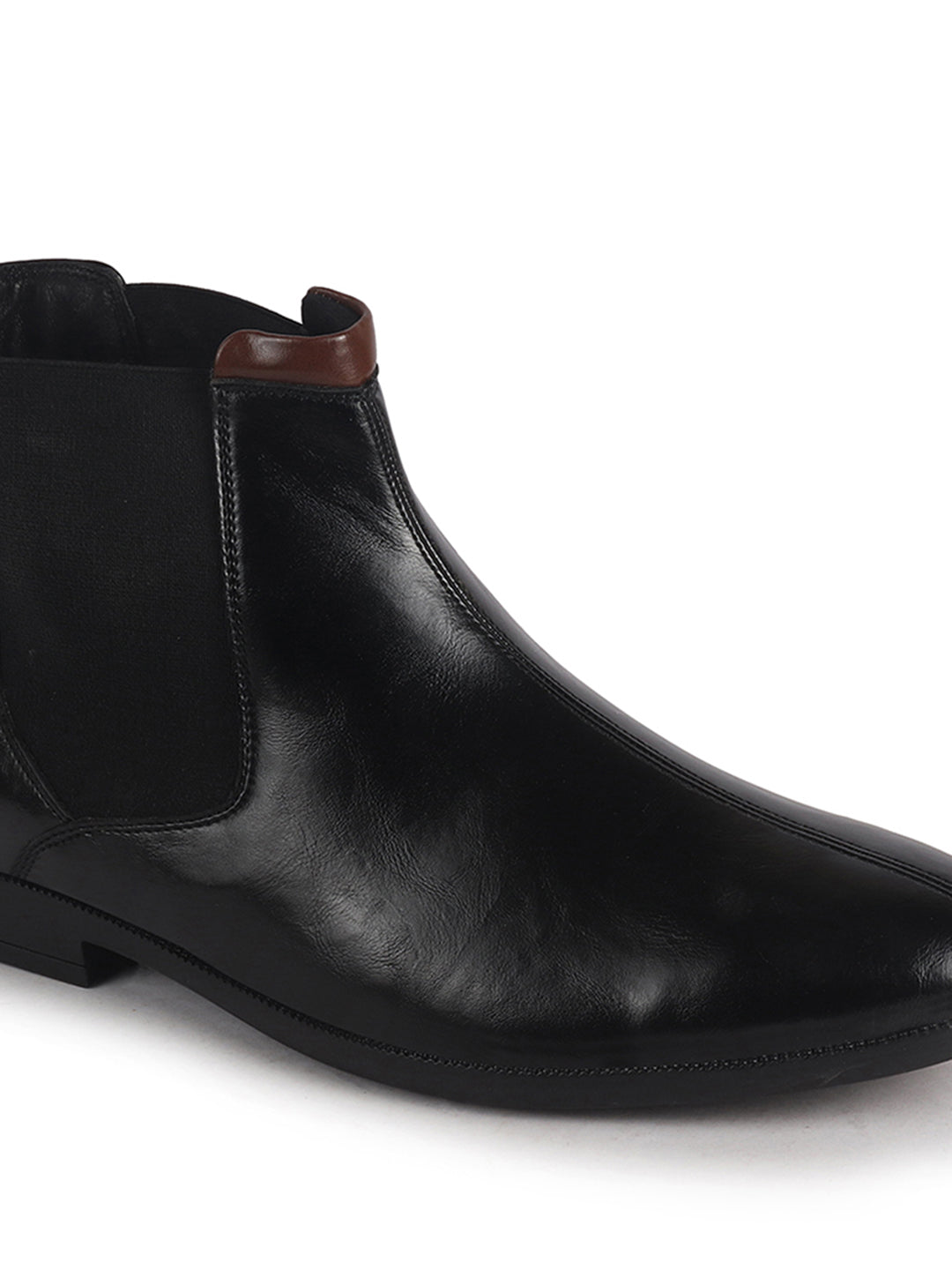 Men Black High Ankle Shock Absorption Slip On Chelsea Boot with Elastic Side Panel|Formal, Winter Boots Soft Cushioned Insole|Anti Skid TPR Welted Sole
