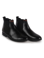 Men Black High Ankle Shock Absorption Slip On Chelsea Boot with Elastic Side Panel|Formal, Winter Boots Soft Cushioned Insole|Anti Skid TPR Welted Sole
