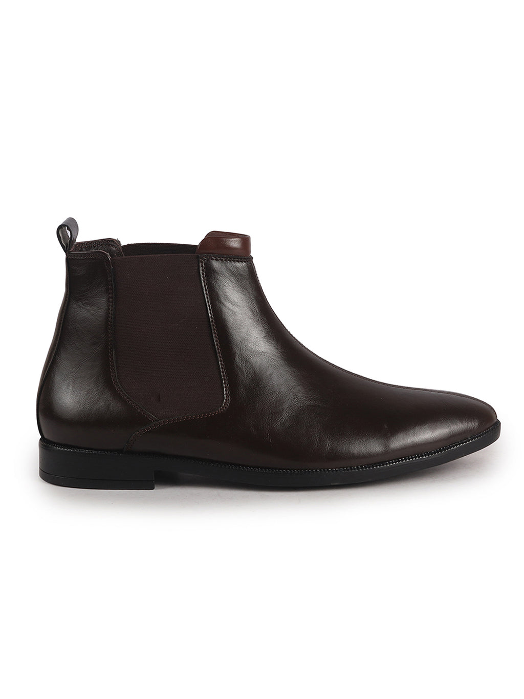 Men Brown High Ankle Shock Absorption Slip On Chelsea Boot with Elastic Side Panel|Formal, Winter Boots Soft Cushioned Insole|Anti Skid TPR Welted Sole
