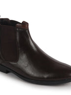 Men Brown High Ankle Shock Absorption Slip On Chelsea Boot with Elastic Side Panel|Formal, Winter Boots Soft Cushioned Insole|Anti Skid TPR Welted Sole