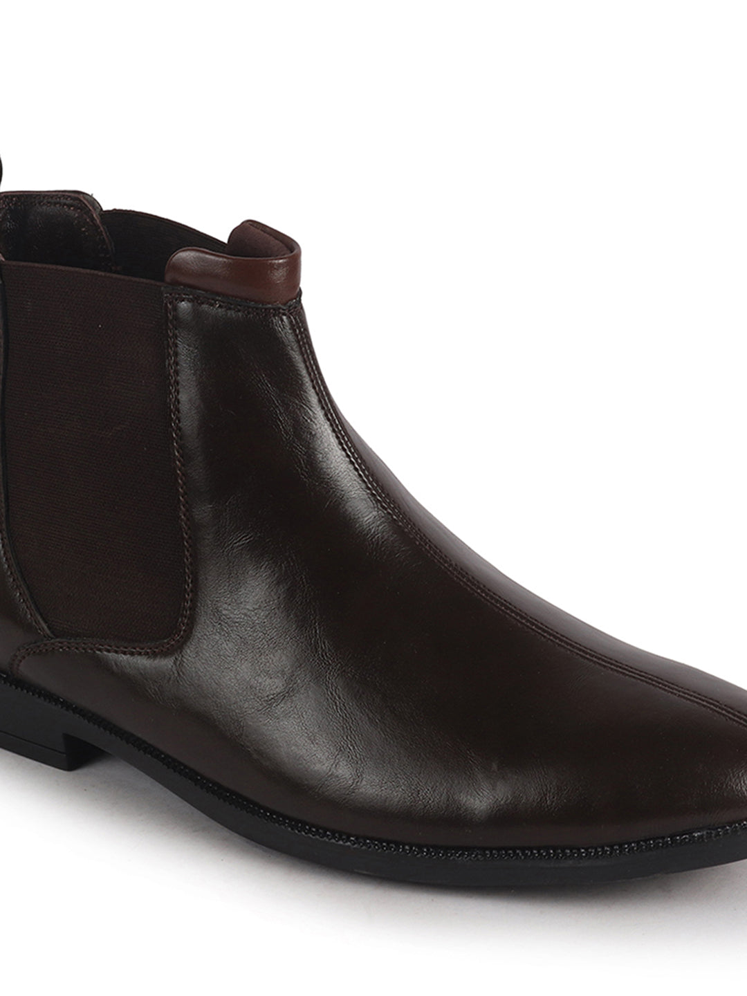 Men Brown High Ankle Shock Absorption Slip On Chelsea Boot with Elastic Side Panel|Formal, Winter Boots Soft Cushioned Insole|Anti Skid TPR Welted Sole