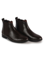 Men Brown High Ankle Shock Absorption Slip On Chelsea Boot with Elastic Side Panel|Formal, Winter Boots Soft Cushioned Insole|Anti Skid TPR Welted Sole