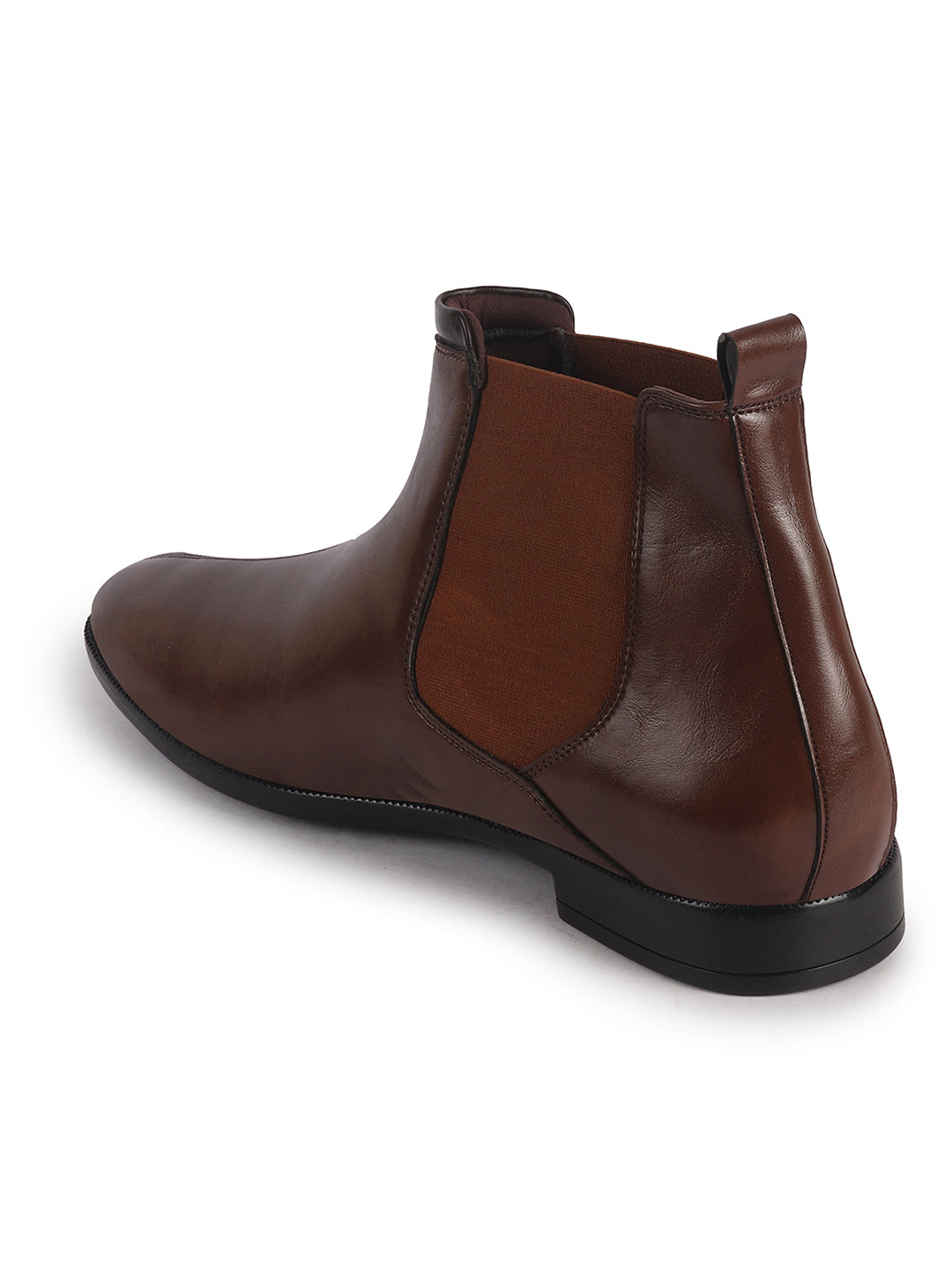 Men Tan High Ankle Shock Absorption Slip On Chelsea Boot with Elastic Side Panel|Formal, Winter Boots Soft Cushioned Insole|Anti Skid TPR Welted Sole