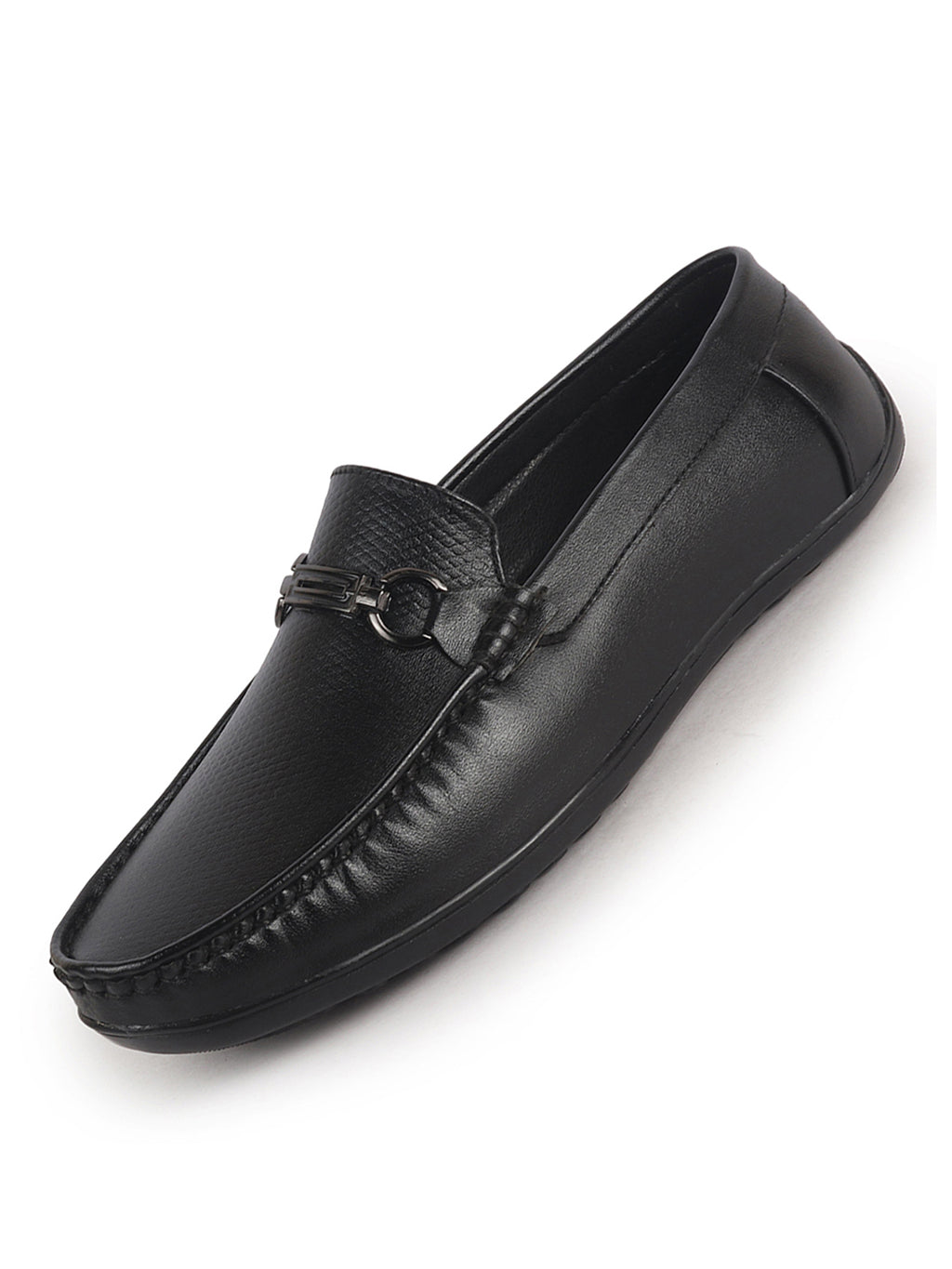 men dark leather loafers