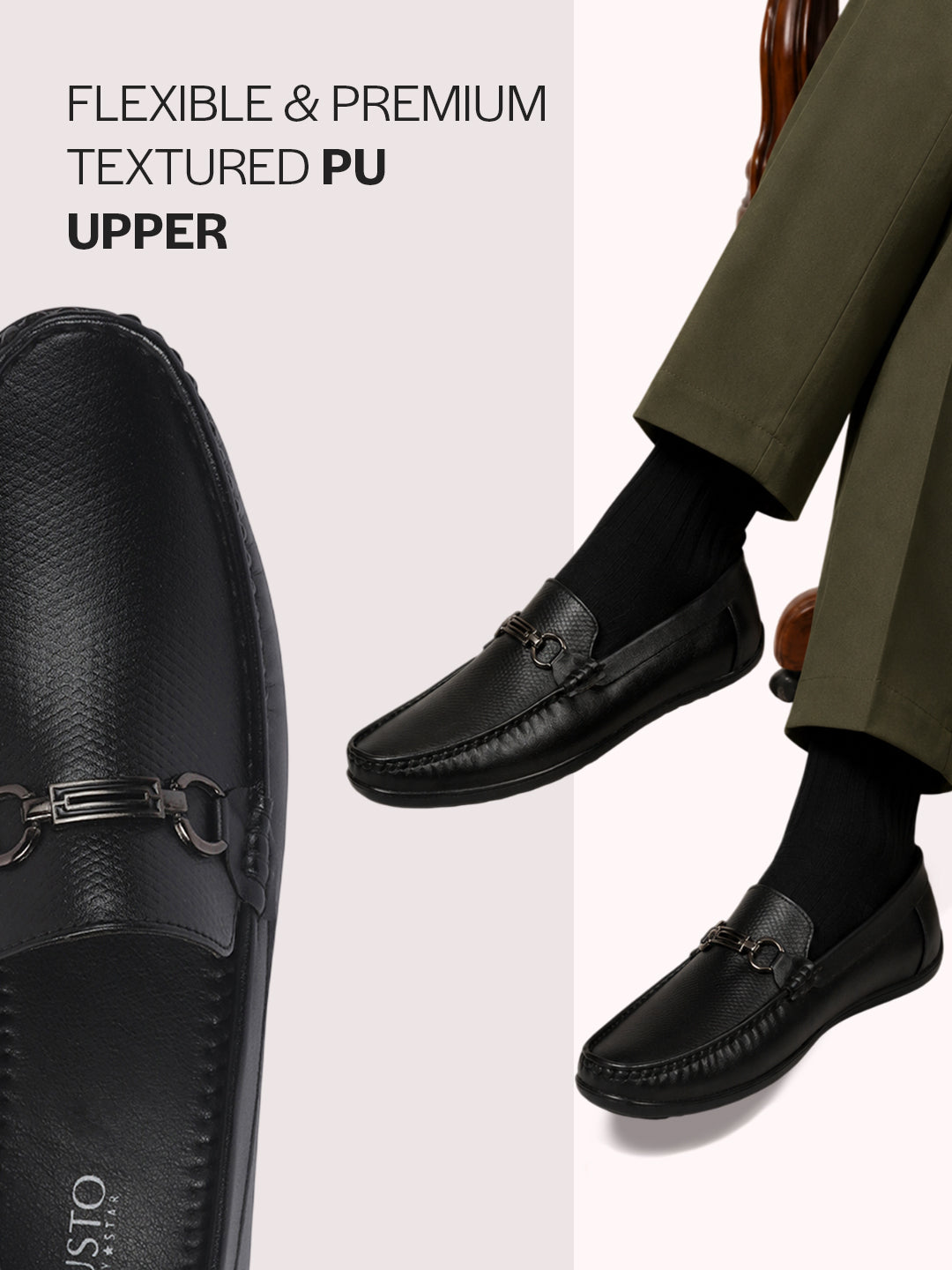 men dark leather loafers