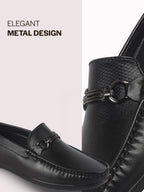 men dark leather loafers