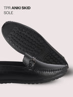 men dark leather loafers