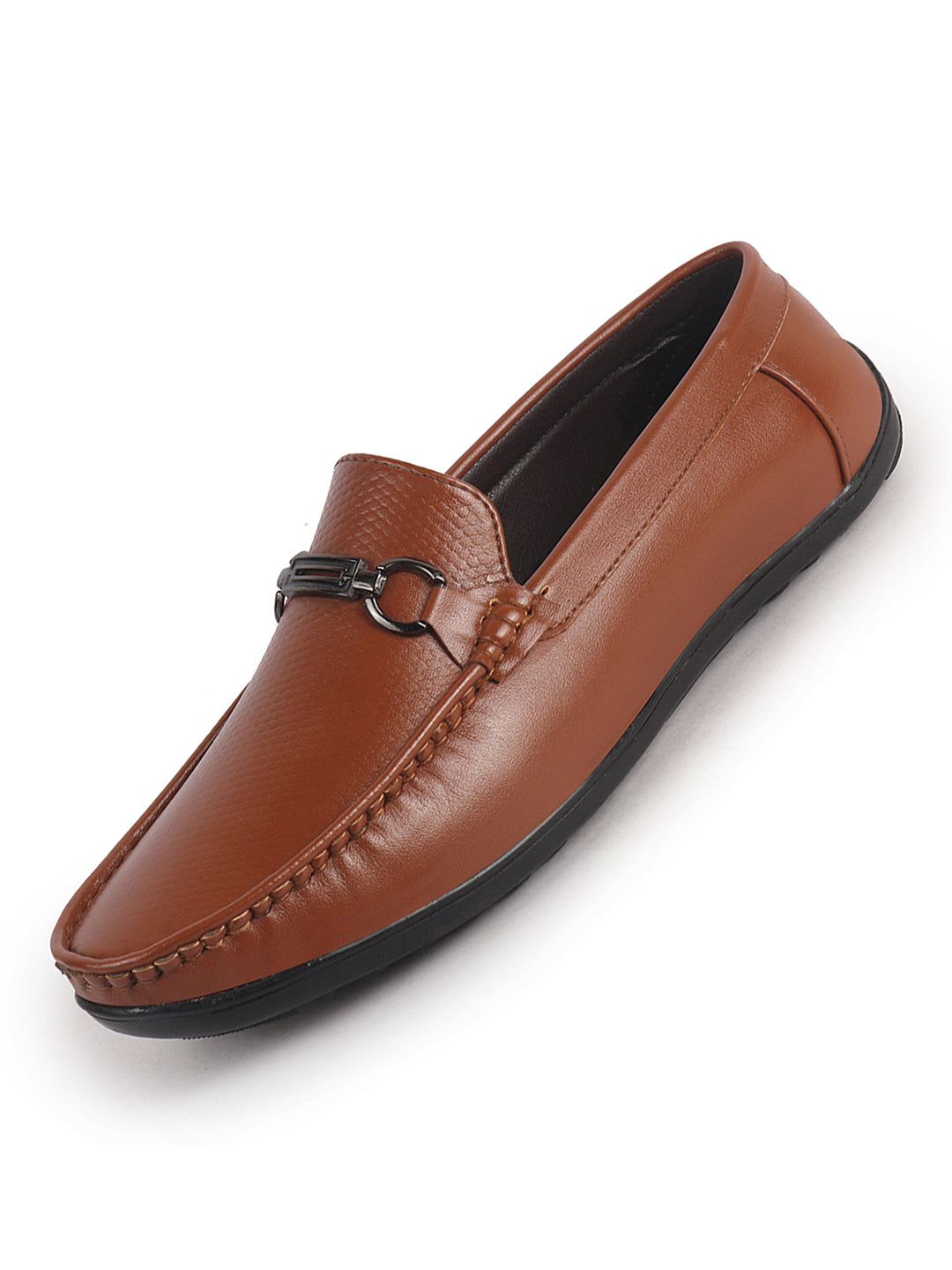men dark leather loafers