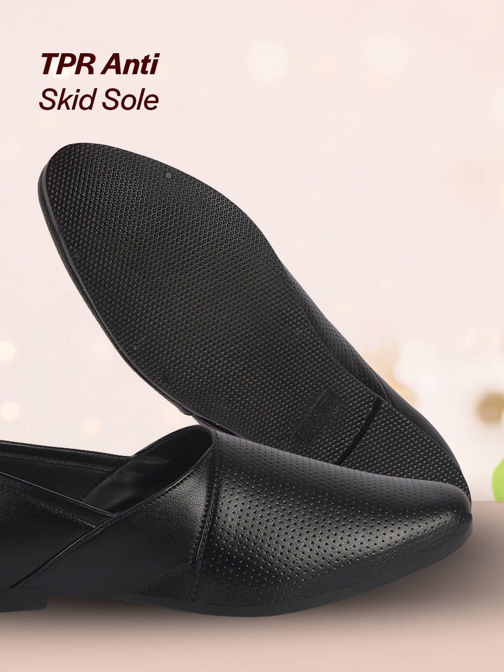Men Black Ethnic Wedding Traditional Textured Slip On Juttis and Mojaris | Lightweight Cushioned Insole, Anti-Skid Sole | Perfect Shoe for Kurta Pyjama Outfits, Sherwani