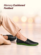 Men Black Ethnic Wedding Traditional Textured Slip On Juttis and Mojaris | Lightweight Cushioned Insole, Anti-Skid Sole | Perfect Shoe for Kurta Pyjama Outfits, Sherwani
