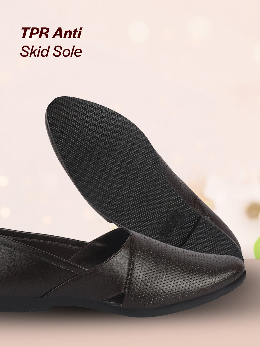 Men Brown Ethnic Wedding Traditional Textured Slip On Juttis and Mojaris | Lightweight Cushioned Insole, Anti-Skid Sole | Perfect Shoe for Kurta Pyjama Outfits, Sherwani