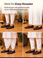 Men Brown Ethnic Wedding Traditional Textured Slip On Juttis and Mojaris | Lightweight Cushioned Insole, Anti-Skid Sole | Perfect Shoe for Kurta Pyjama Outfits, Sherwani