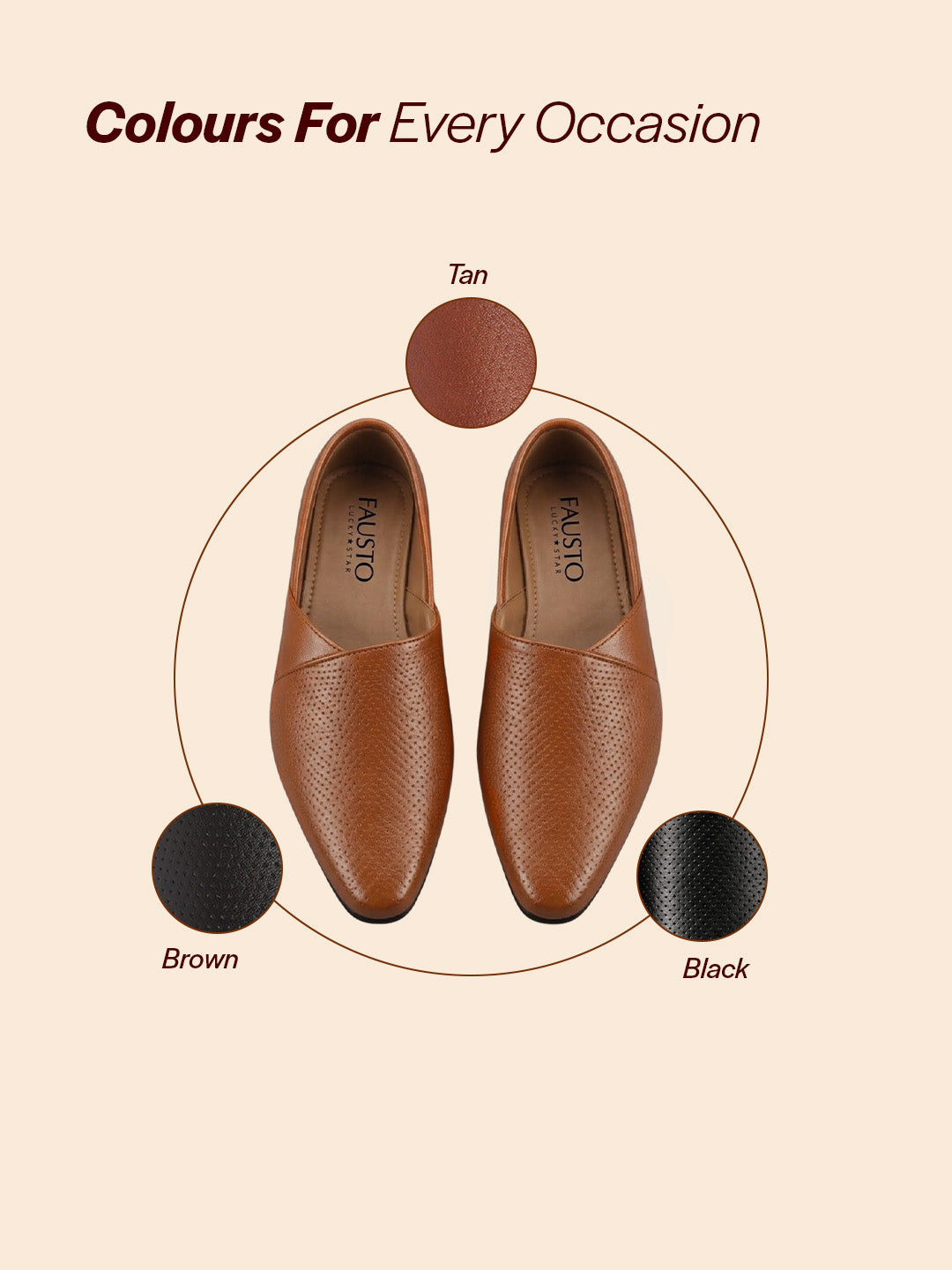 Men Tan Ethnic Wedding Traditional Textured Slip On Juttis and Mojaris | Lightweight Cushioned Insole, Anti-Skid Sole | Perfect Shoe for Kurta Pyjama Outfits, Sherwani