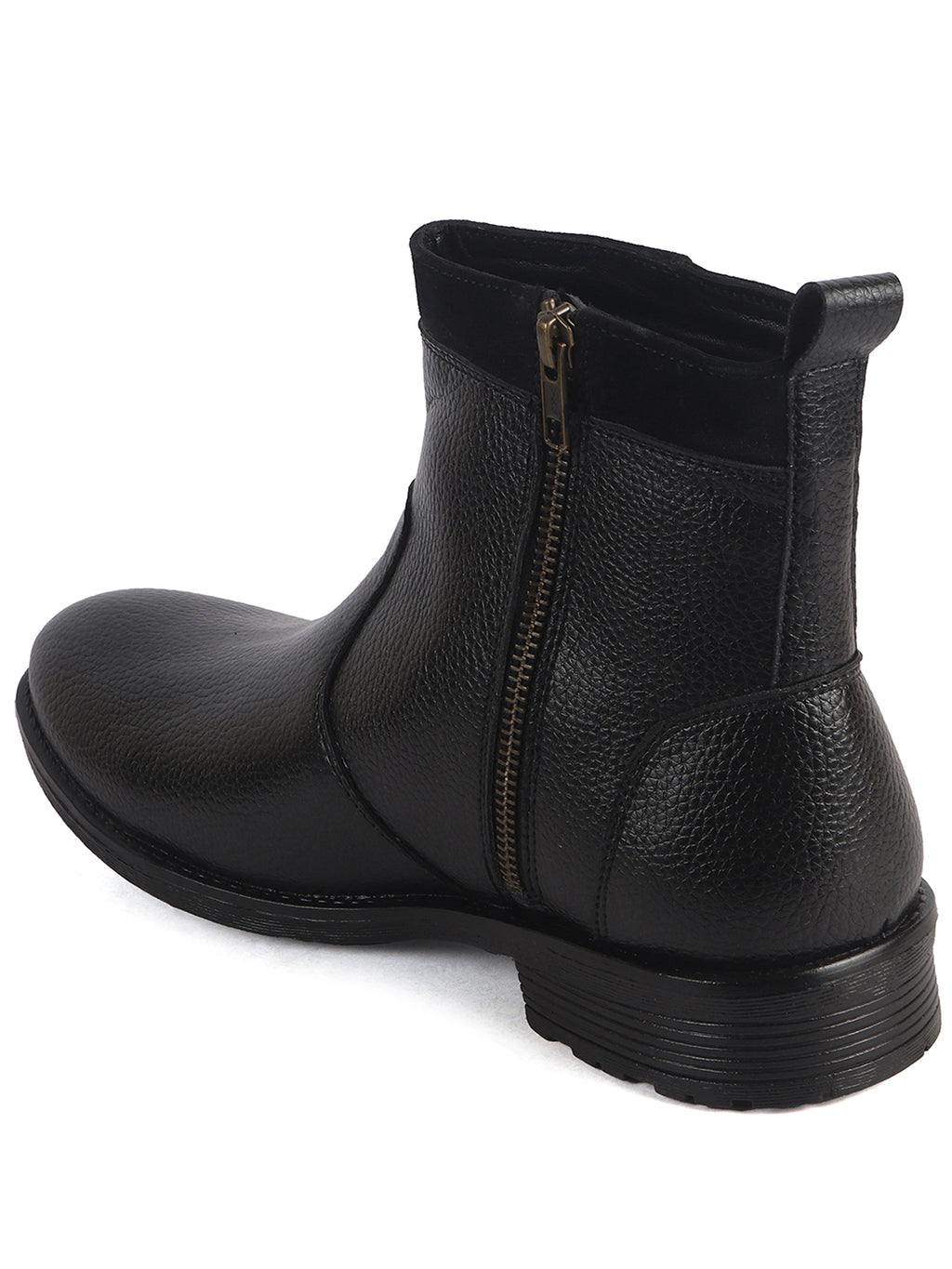 Men Black Side Zipper Closure High Ankle Slip On Chelsea Boot with Soft Cushioned Insole|Anti Skid TPR Sole|Shock Absorber Shoe for Winter, Office, Travel