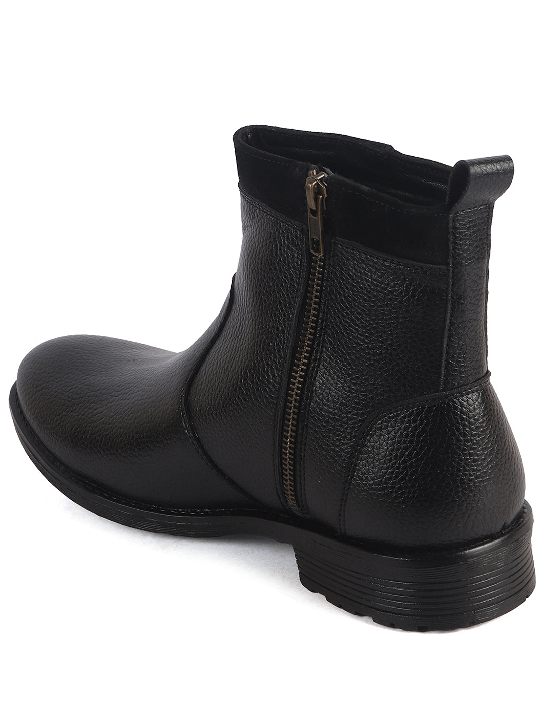 Men Black Side Zipper Closure High Ankle Slip On Chelsea Boot with Soft Cushioned Insole|Anti Skid TPR Sole|Shock Absorber Shoe for Winter, Office, Travel