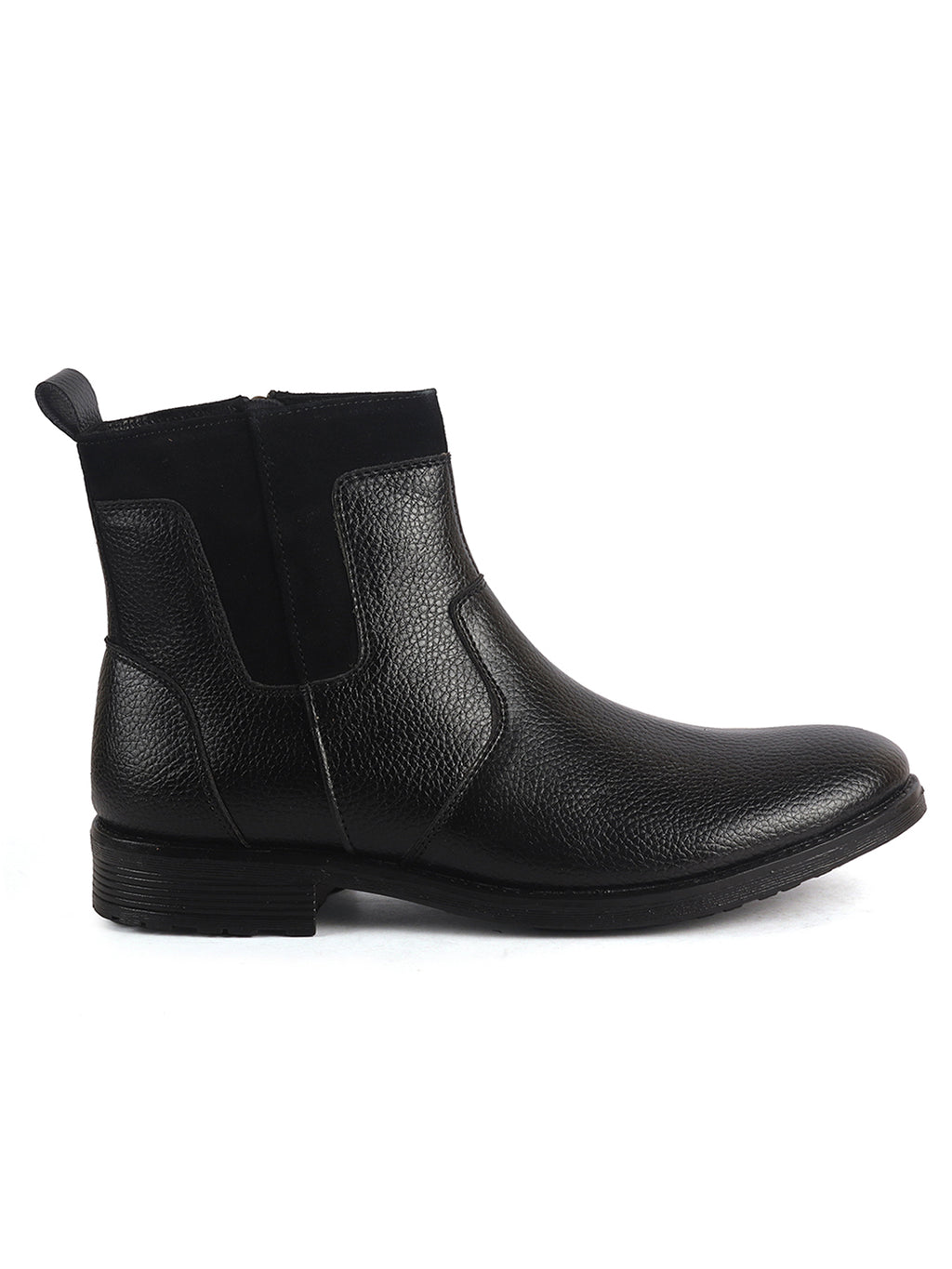 Men Black Side Zipper Closure High Ankle Slip On Chelsea Boot with Soft Cushioned Insole|Anti Skid TPR Sole|Shock Absorber Shoe for Winter, Office, Travel