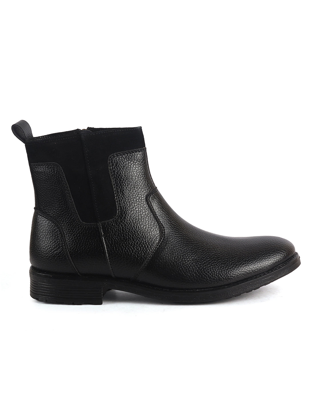 Men Black Side Zipper Closure High Ankle Slip On Chelsea Boot with Soft Cushioned Insole|Anti Skid TPR Sole|Shock Absorber Shoe for Winter, Office, Travel